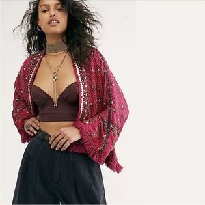 Embellished Pink Women's Sweater free people